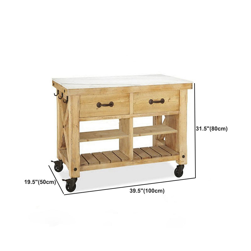 Modern Style Rolling Kitchen Cart Wood Rectangular Kitchen Island Cart with Towel Rack Clearhalo 'furn' 'furn_kitchen_islands_carts' 'Furniture' 'Kitchen & Dining Furniture' 'Kitchen Islands & Carts' 'kitchen_islands_carts' 5900878