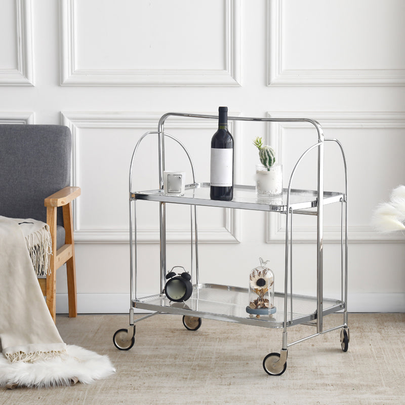 30.71" High Modern Prep Table Rolling Metal Prep Table for Dining Room