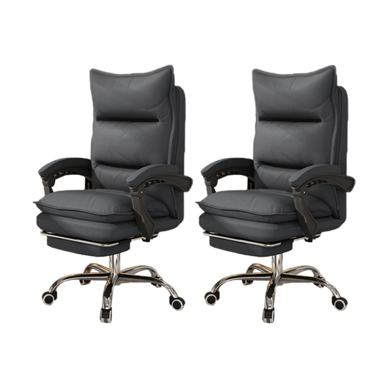 Contemporary Executive Chair High Back Upholstered Managers Chair Dark Gray 2 Piece Set With Footrest Clearhalo 'furn' 'furn_office_chair' 'Furniture' 'Office Chairs' 'Office Furniture' 'office_chair' 5901682