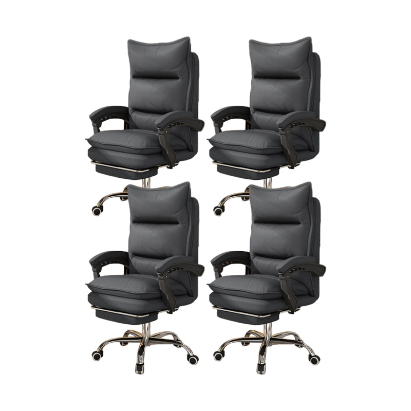 Contemporary Executive Chair High Back Upholstered Managers Chair Dark Gray 4 Piece Set With Footrest Clearhalo 'furn' 'furn_office_chair' 'Furniture' 'Office Chairs' 'Office Furniture' 'office_chair' 5901684