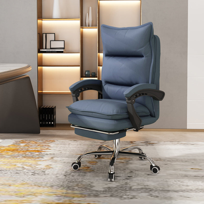 Contemporary Executive Chair High Back Upholstered Managers Chair Blue 1 Piece With Footrest Clearhalo 'furn' 'furn_office_chair' 'Furniture' 'Office Chairs' 'Office Furniture' 'office_chair' 5901685