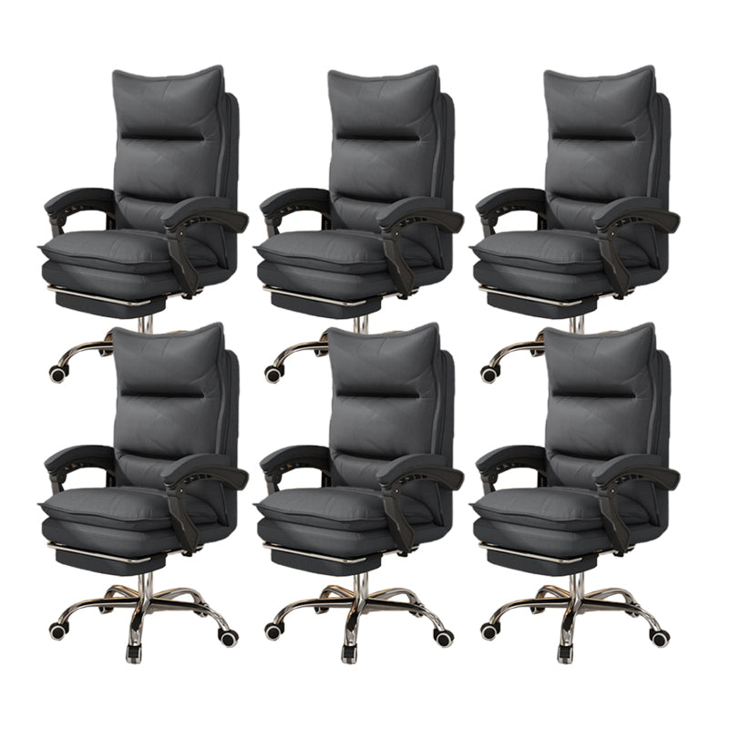 Contemporary Executive Chair High Back Upholstered Managers Chair Dark Gray 6 Piece Set With Footrest Clearhalo 'furn' 'furn_office_chair' 'Furniture' 'Office Chairs' 'Office Furniture' 'office_chair' 5901686