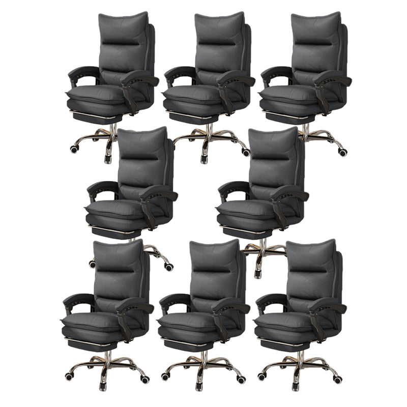 Contemporary Executive Chair High Back Upholstered Managers Chair Dark Gray 8 Piece Set With Footrest Clearhalo 'furn' 'furn_office_chair' 'Furniture' 'Office Chairs' 'Office Furniture' 'office_chair' 5901687