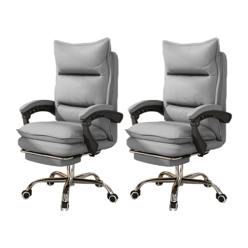Contemporary Executive Chair High Back Upholstered Managers Chair Light Gray 2 Piece Set With Footrest Clearhalo 'furn' 'furn_office_chair' 'Furniture' 'Office Chairs' 'Office Furniture' 'office_chair' 5901689