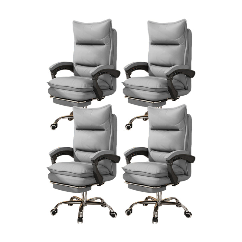 Contemporary Executive Chair High Back Upholstered Managers Chair Light Gray 4 Piece Set With Footrest Clearhalo 'furn' 'furn_office_chair' 'Furniture' 'Office Chairs' 'Office Furniture' 'office_chair' 5901692