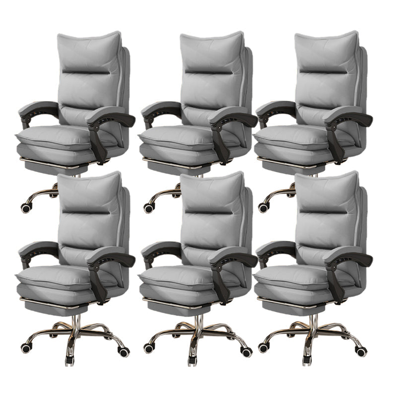 Contemporary Executive Chair High Back Upholstered Managers Chair Light Gray 6 Piece Set With Footrest Clearhalo 'furn' 'furn_office_chair' 'Furniture' 'Office Chairs' 'Office Furniture' 'office_chair' 5901694
