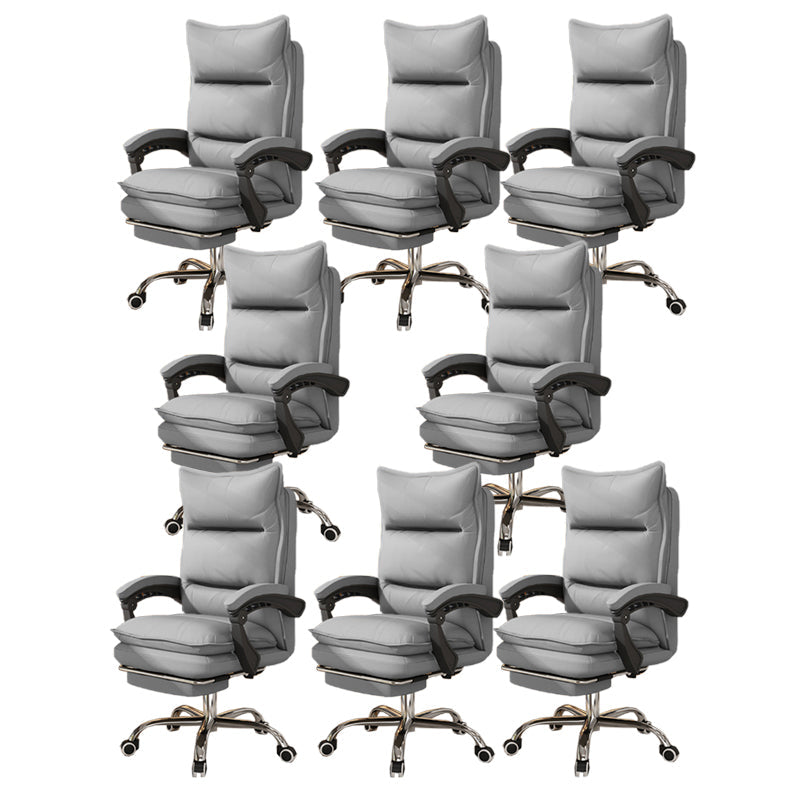 Contemporary Executive Chair High Back Upholstered Managers Chair Light Gray 8 Piece Set With Footrest Clearhalo 'furn' 'furn_office_chair' 'Furniture' 'Office Chairs' 'Office Furniture' 'office_chair' 5901695