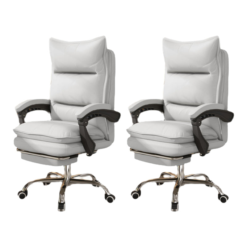 Contemporary Executive Chair High Back Upholstered Managers Chair White 2 Piece Set With Footrest Clearhalo 'furn' 'furn_office_chair' 'Furniture' 'Office Chairs' 'Office Furniture' 'office_chair' 5901698