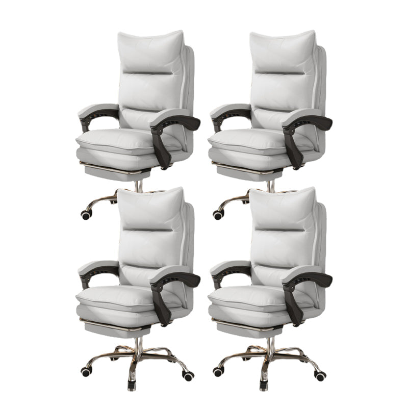 Contemporary Executive Chair High Back Upholstered Managers Chair White 4 Piece Set With Footrest Clearhalo 'furn' 'furn_office_chair' 'Furniture' 'Office Chairs' 'Office Furniture' 'office_chair' 5901699