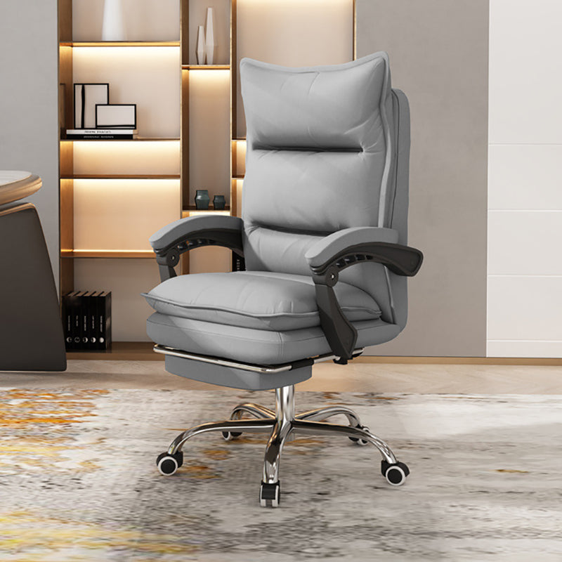 Contemporary Executive Chair High Back Upholstered Managers Chair Light Gray 1 Piece With Footrest Clearhalo 'furn' 'furn_office_chair' 'Furniture' 'Office Chairs' 'Office Furniture' 'office_chair' 5901700