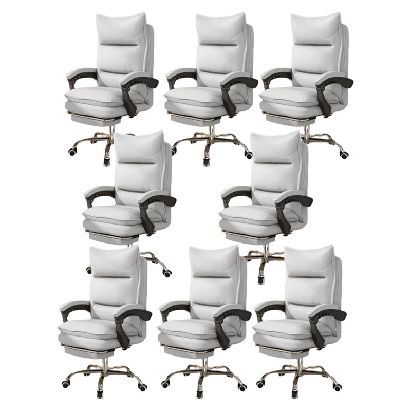Contemporary Executive Chair High Back Upholstered Managers Chair White 8 Piece Set With Footrest Clearhalo 'furn' 'furn_office_chair' 'Furniture' 'Office Chairs' 'Office Furniture' 'office_chair' 5901704
