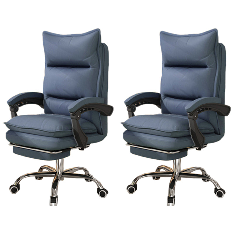 Contemporary Executive Chair High Back Upholstered Managers Chair Blue 2 Piece Set With Footrest Clearhalo 'furn' 'furn_office_chair' 'Furniture' 'Office Chairs' 'Office Furniture' 'office_chair' 5901706