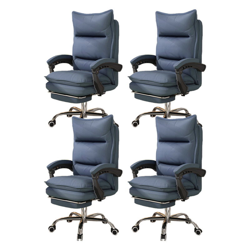 Contemporary Executive Chair High Back Upholstered Managers Chair Blue 4 Piece Set With Footrest Clearhalo 'furn' 'furn_office_chair' 'Furniture' 'Office Chairs' 'Office Furniture' 'office_chair' 5901707