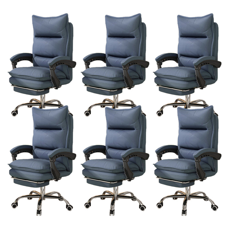 Contemporary Executive Chair High Back Upholstered Managers Chair Blue 6 Piece Set With Footrest Clearhalo 'furn' 'furn_office_chair' 'Furniture' 'Office Chairs' 'Office Furniture' 'office_chair' 5901709
