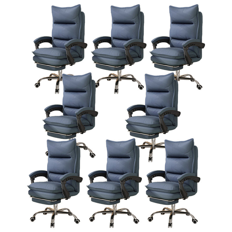 Contemporary Executive Chair High Back Upholstered Managers Chair Blue 8 Piece Set With Footrest Clearhalo 'furn' 'furn_office_chair' 'Furniture' 'Office Chairs' 'Office Furniture' 'office_chair' 5901710