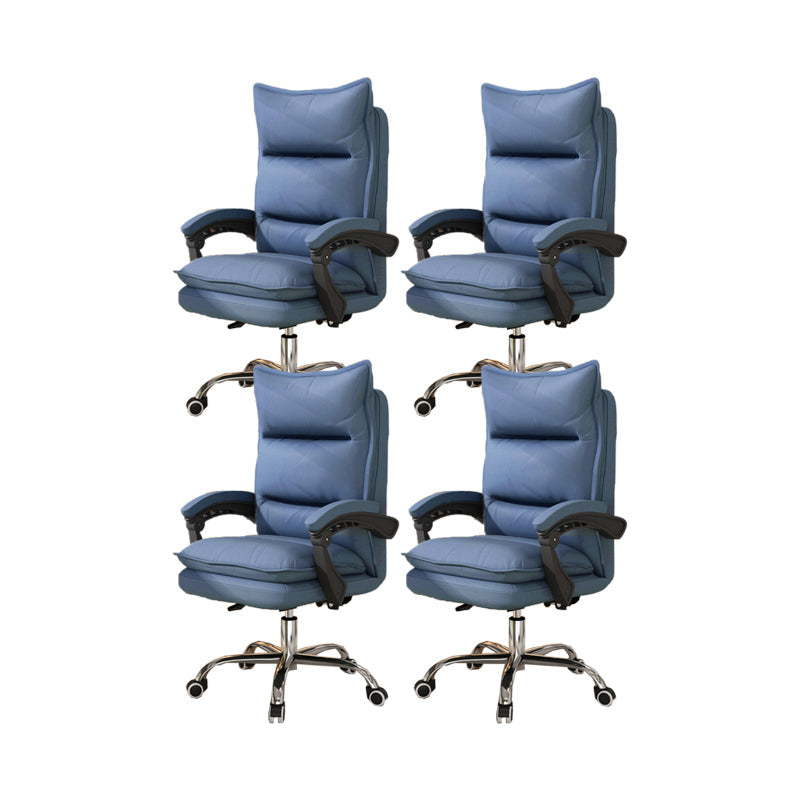 Contemporary Executive Chair High Back Upholstered Managers Chair Blue 4 Piece Set Without Footrest Clearhalo 'furn' 'furn_office_chair' 'Furniture' 'Office Chairs' 'Office Furniture' 'office_chair' 5901716