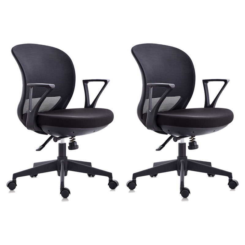 Contemporary Mid-Back Office Chair Adjustable Ergonomic Desk Chair Black 2 Piece Set Clearhalo 'furn' 'furn_office_chair' 'Furniture' 'Office Chairs' 'Office Furniture' 'office_chair' 5901723