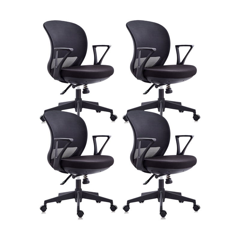 Contemporary Mid-Back Office Chair Adjustable Ergonomic Desk Chair Black 4 Piece Set Clearhalo 'furn' 'furn_office_chair' 'Furniture' 'Office Chairs' 'Office Furniture' 'office_chair' 5901726