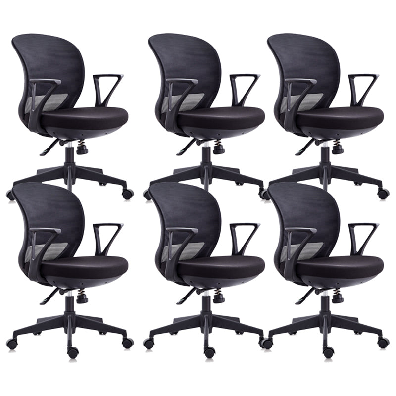 Contemporary Mid-Back Office Chair Adjustable Ergonomic Desk Chair Black 6 Piece Set Clearhalo 'furn' 'furn_office_chair' 'Furniture' 'Office Chairs' 'Office Furniture' 'office_chair' 5901728