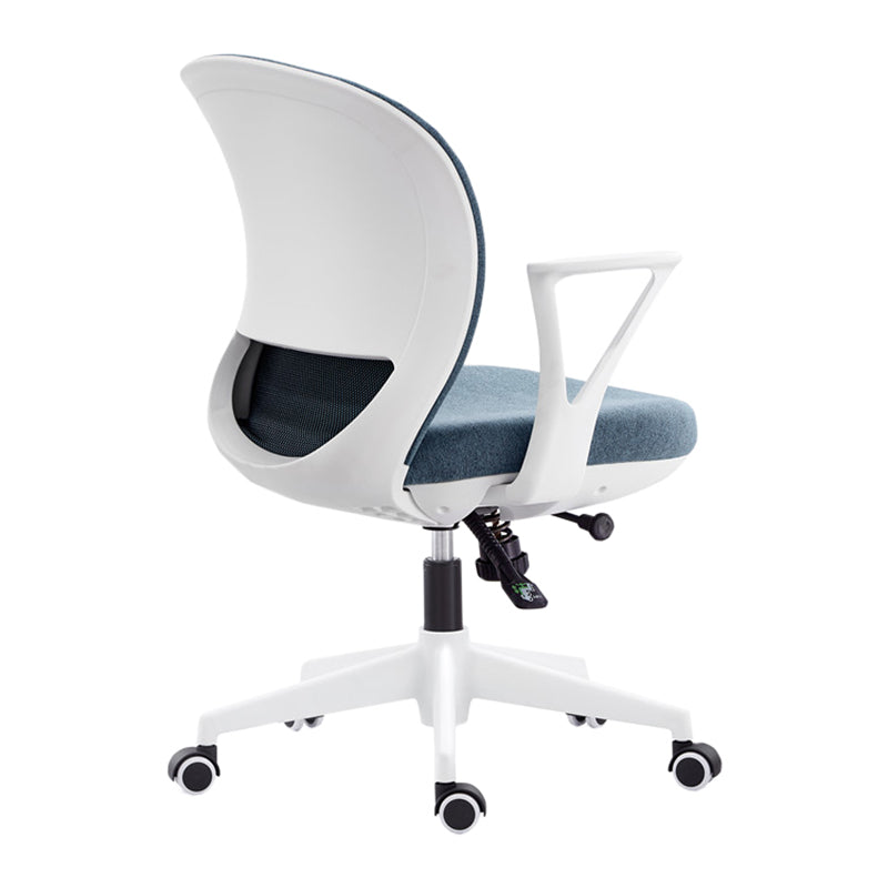 Contemporary Mid-Back Office Chair Adjustable Ergonomic Desk Chair White-Blue 1 Piece Clearhalo 'furn' 'furn_office_chair' 'Furniture' 'Office Chairs' 'Office Furniture' 'office_chair' 5901729