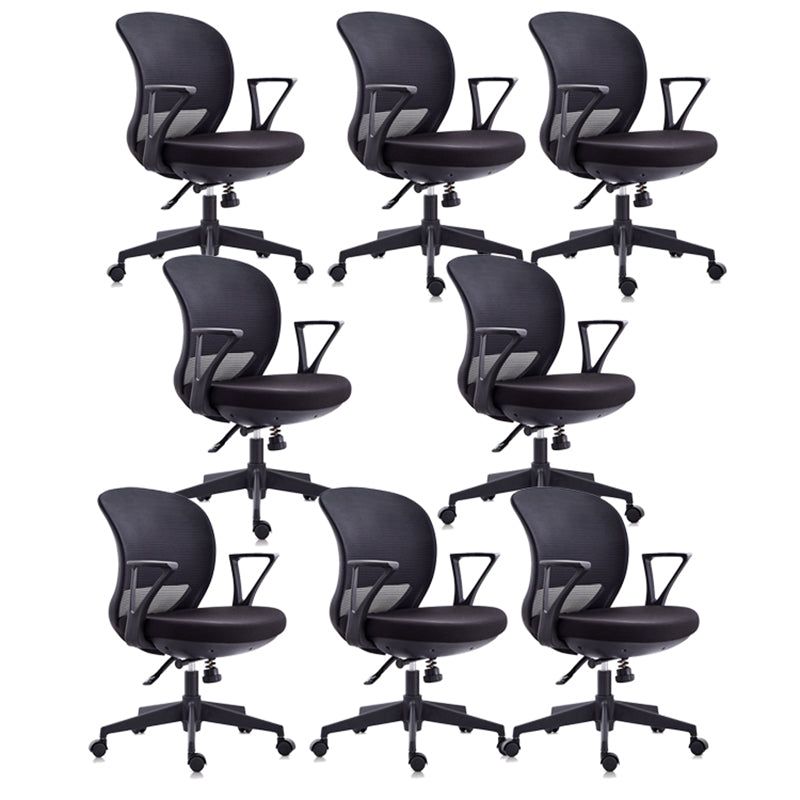 Contemporary Mid-Back Office Chair Adjustable Ergonomic Desk Chair Black 8 Piece Set Clearhalo 'furn' 'furn_office_chair' 'Furniture' 'Office Chairs' 'Office Furniture' 'office_chair' 5901730