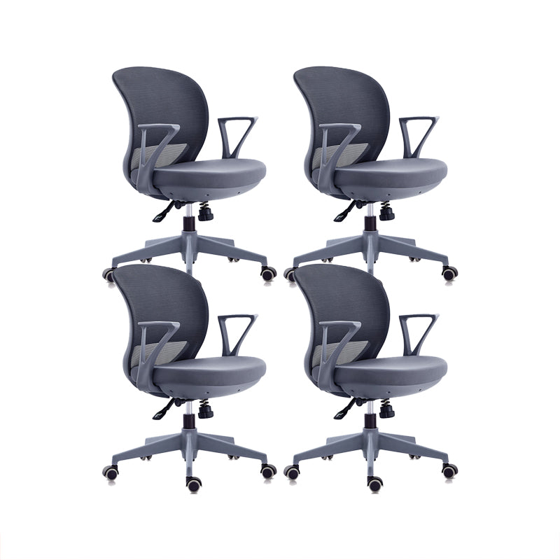 Contemporary Mid-Back Office Chair Adjustable Ergonomic Desk Chair Grey 4 Piece Set Clearhalo 'furn' 'furn_office_chair' 'Furniture' 'Office Chairs' 'Office Furniture' 'office_chair' 5901732