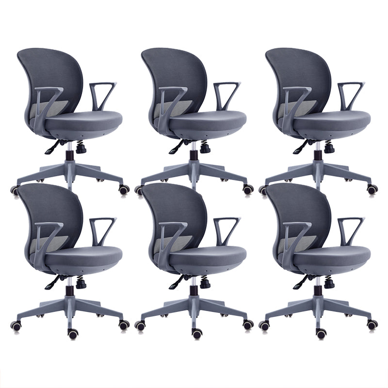 Contemporary Mid-Back Office Chair Adjustable Ergonomic Desk Chair Grey 6 Piece Set Clearhalo 'furn' 'furn_office_chair' 'Furniture' 'Office Chairs' 'Office Furniture' 'office_chair' 5901733