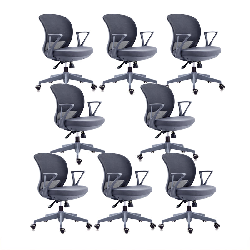 Contemporary Mid-Back Office Chair Adjustable Ergonomic Desk Chair Grey 8 Piece Set Clearhalo 'furn' 'furn_office_chair' 'Furniture' 'Office Chairs' 'Office Furniture' 'office_chair' 5901734