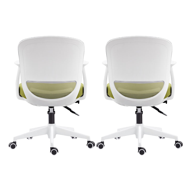 Contemporary Mid-Back Office Chair Adjustable Ergonomic Desk Chair White-Green 2 Piece Set Clearhalo 'furn' 'furn_office_chair' 'Furniture' 'Office Chairs' 'Office Furniture' 'office_chair' 5901735