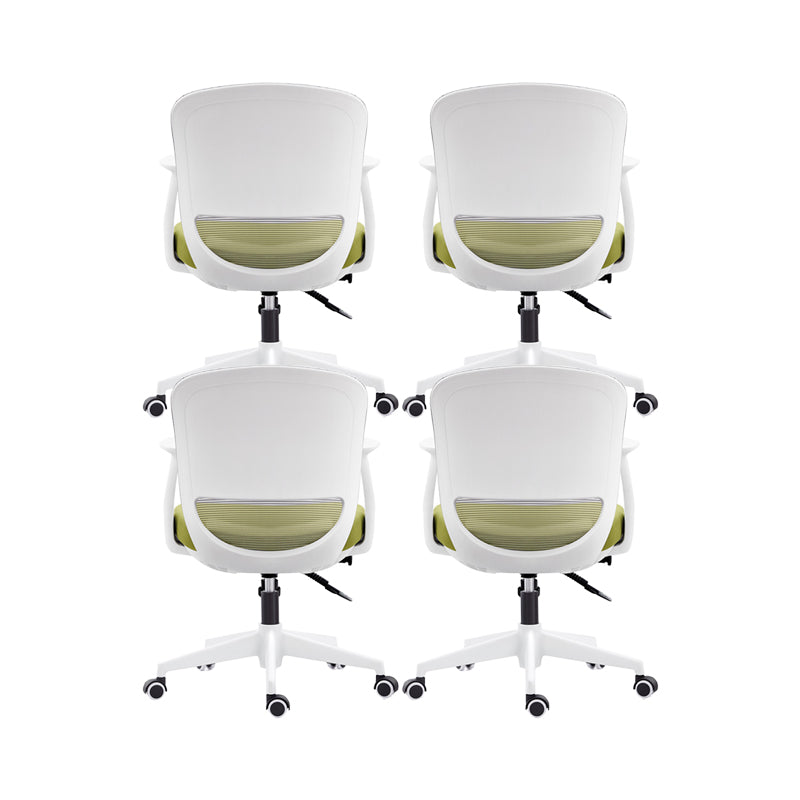 Contemporary Mid-Back Office Chair Adjustable Ergonomic Desk Chair White-Green 4 Piece Set Clearhalo 'furn' 'furn_office_chair' 'Furniture' 'Office Chairs' 'Office Furniture' 'office_chair' 5901736