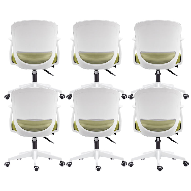Contemporary Mid-Back Office Chair Adjustable Ergonomic Desk Chair White-Green 6 Piece Set Clearhalo 'furn' 'furn_office_chair' 'Furniture' 'Office Chairs' 'Office Furniture' 'office_chair' 5901737