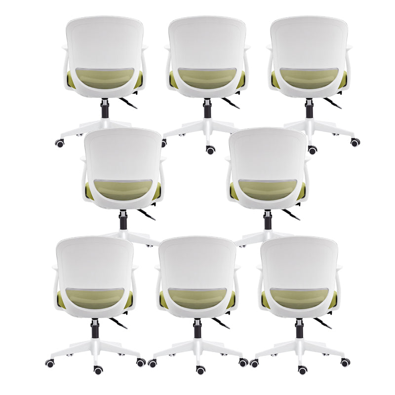 Contemporary Mid-Back Office Chair Adjustable Ergonomic Desk Chair White-Green 8 Piece Set Clearhalo 'furn' 'furn_office_chair' 'Furniture' 'Office Chairs' 'Office Furniture' 'office_chair' 5901738