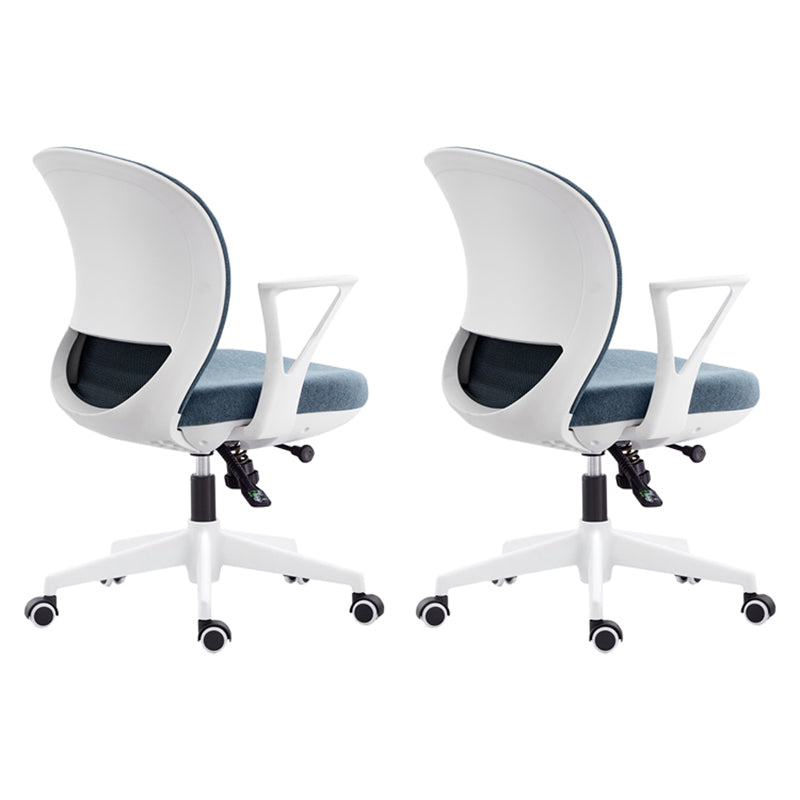 Contemporary Mid-Back Office Chair Adjustable Ergonomic Desk Chair White-Blue 2 Piece Set Clearhalo 'furn' 'furn_office_chair' 'Furniture' 'Office Chairs' 'Office Furniture' 'office_chair' 5901739