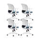 Contemporary Mid-Back Office Chair Adjustable Ergonomic Desk Chair White-Blue 4 Piece Set Clearhalo 'furn' 'furn_office_chair' 'Furniture' 'Office Chairs' 'Office Furniture' 'office_chair' 5901740