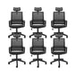 Modern Wheels Office Chair Microfiber Black Task Mid-Back Chair Matt Black 6 Piece Set Clearhalo 'furn' 'furn_office_chair' 'Furniture' 'Office Chairs' 'Office Furniture' 'office_chair' 5901790