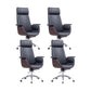 Contemporary Arm Chair Fixed Arms Adjustable Seat Height with Wheels Office Chair Black 4 Piece Set With Headrest Clearhalo 'furn' 'furn_office_chair' 'Furniture' 'Office Chairs' 'Office Furniture' 'office_chair' 5901810