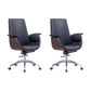 Contemporary Arm Chair Fixed Arms Adjustable Seat Height with Wheels Office Chair Black 2 Piece Set Without Headrest Clearhalo 'furn' 'furn_office_chair' 'Furniture' 'Office Chairs' 'Office Furniture' 'office_chair' 5901818