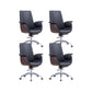 Contemporary Arm Chair Fixed Arms Adjustable Seat Height with Wheels Office Chair Black 4 Piece Set Without Headrest Clearhalo 'furn' 'furn_office_chair' 'Furniture' 'Office Chairs' 'Office Furniture' 'office_chair' 5901819