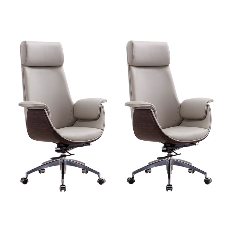 Contemporary Arm Chair Fixed Arms Adjustable Seat Height with Wheels Office Chair White 2 Piece Set With Headrest Clearhalo 'furn' 'furn_office_chair' 'Furniture' 'Office Chairs' 'Office Furniture' 'office_chair' 5901822