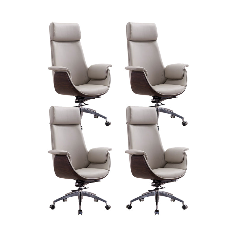 Contemporary Arm Chair Fixed Arms Adjustable Seat Height with Wheels Office Chair White 4 Piece Set With Headrest Clearhalo 'furn' 'furn_office_chair' 'Furniture' 'Office Chairs' 'Office Furniture' 'office_chair' 5901823
