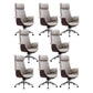 Contemporary Arm Chair Fixed Arms Adjustable Seat Height with Wheels Office Chair White 8 Piece Set With Headrest Clearhalo 'furn' 'furn_office_chair' 'Furniture' 'Office Chairs' 'Office Furniture' 'office_chair' 5901825