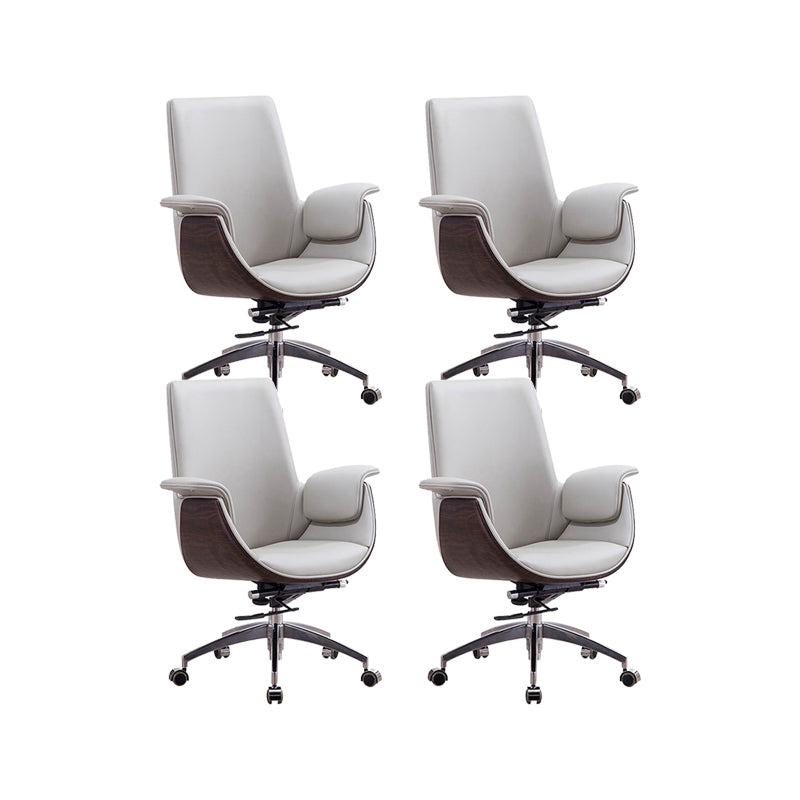 Contemporary Arm Chair Fixed Arms Adjustable Seat Height with Wheels Office Chair White 4 Piece Set Without Headrest Clearhalo 'furn' 'furn_office_chair' 'Furniture' 'Office Chairs' 'Office Furniture' 'office_chair' 5901828