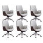 Contemporary Arm Chair Fixed Arms Adjustable Seat Height with Wheels Office Chair White 6 Piece Set Without Headrest Clearhalo 'furn' 'furn_office_chair' 'Furniture' 'Office Chairs' 'Office Furniture' 'office_chair' 5901829