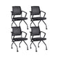 Contemporary Arm Chair Fixed Arms Black with Wheels Office Chair 4 Piece Set Clearhalo 'furn' 'furn_office_chair' 'Furniture' 'Office Chairs' 'Office Furniture' 'office_chair' 5901835