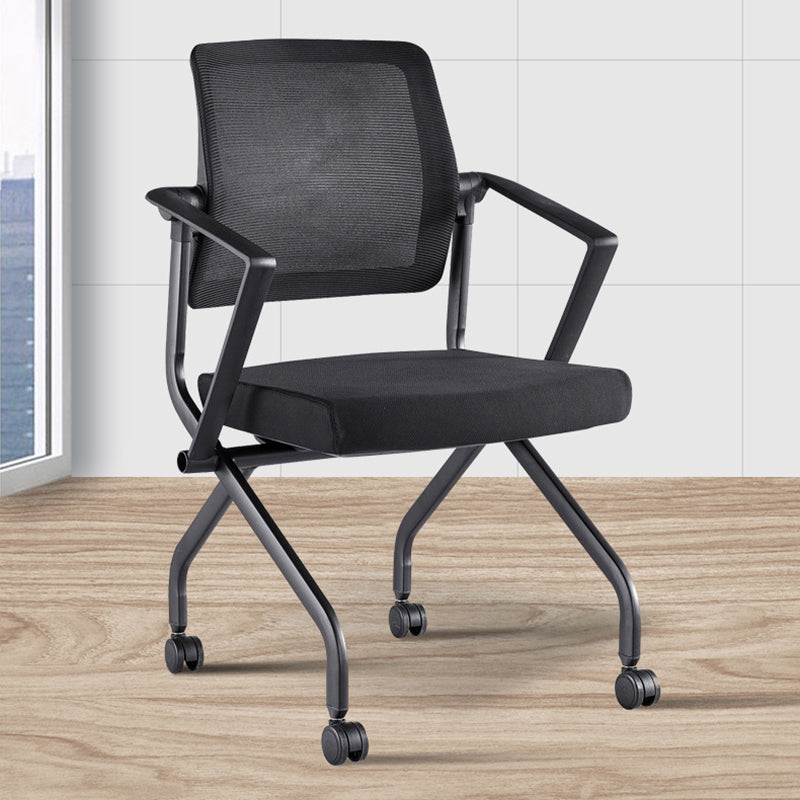 Contemporary Arm Chair Fixed Arms Black with Wheels Office Chair Clearhalo 'furn' 'furn_office_chair' 'Furniture' 'Office Chairs' 'Office Furniture' 'office_chair' 5901836