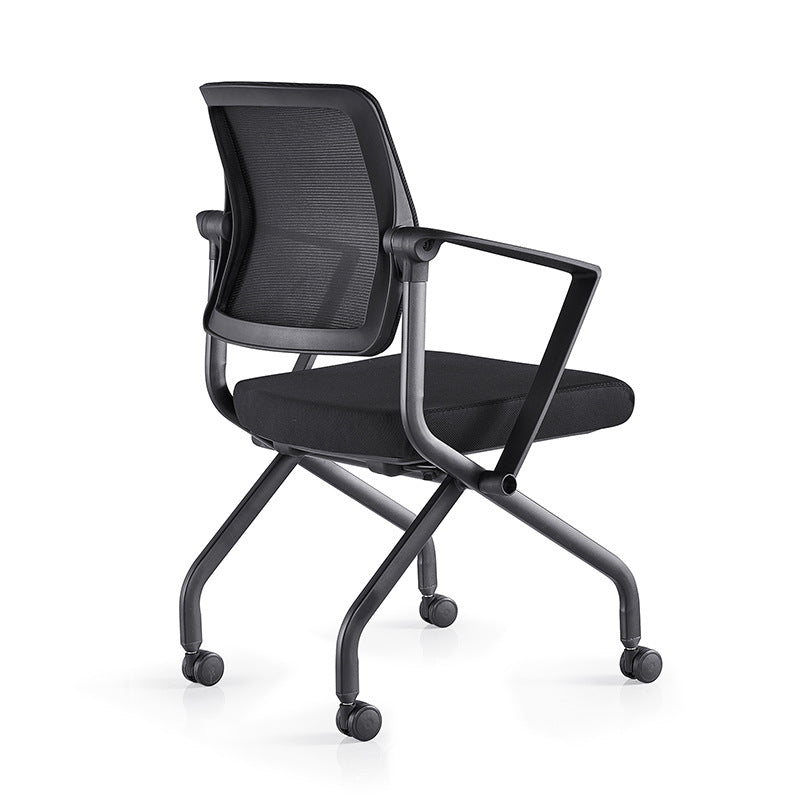 Contemporary Arm Chair Fixed Arms Black with Wheels Office Chair Clearhalo 'furn' 'furn_office_chair' 'Furniture' 'Office Chairs' 'Office Furniture' 'office_chair' 5901838