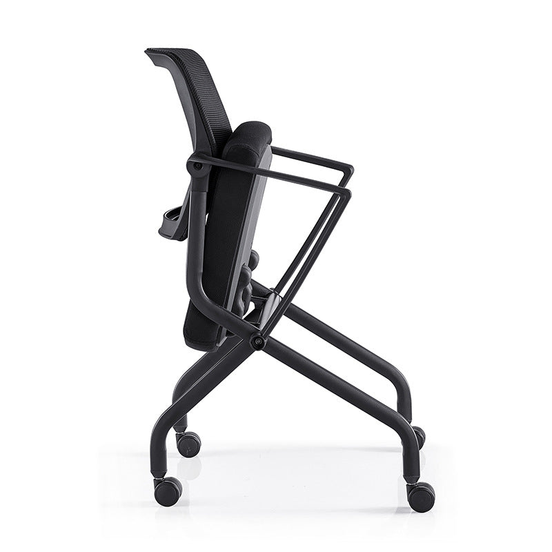 Contemporary Arm Chair Fixed Arms Black with Wheels Office Chair Clearhalo 'furn' 'furn_office_chair' 'Furniture' 'Office Chairs' 'Office Furniture' 'office_chair' 5901840