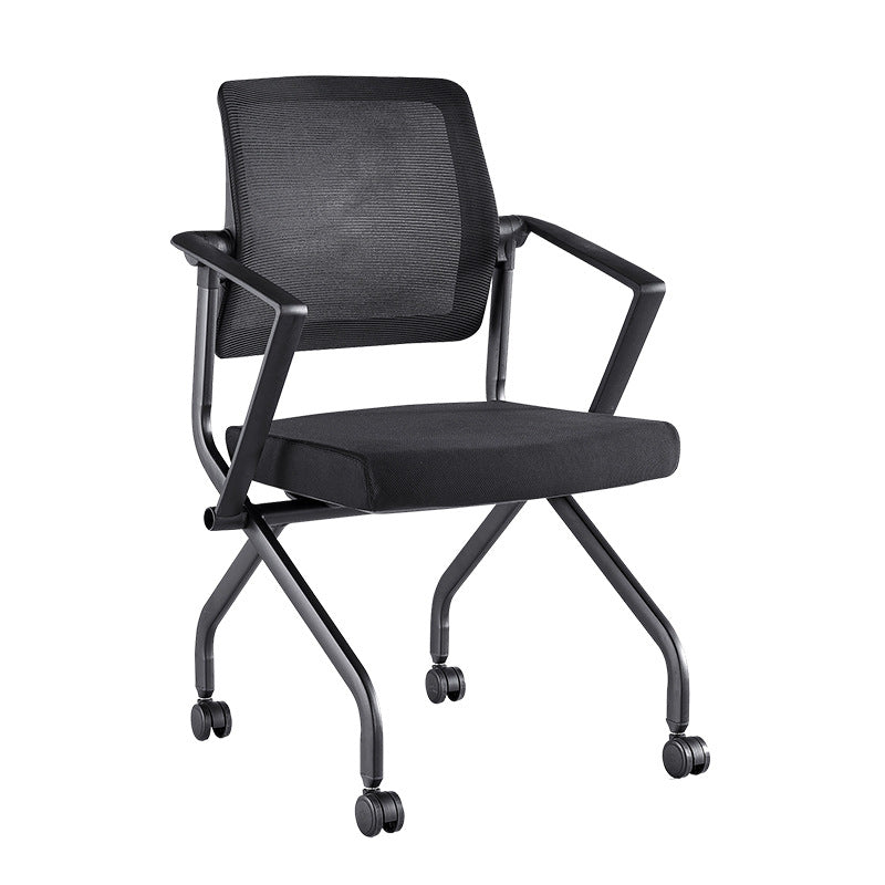 Contemporary Arm Chair Fixed Arms Black with Wheels Office Chair Clearhalo 'furn' 'furn_office_chair' 'Furniture' 'Office Chairs' 'Office Furniture' 'office_chair' 5901841