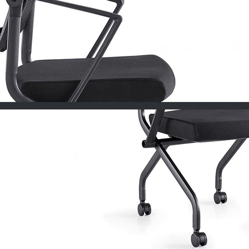Contemporary Arm Chair Fixed Arms Black with Wheels Office Chair Clearhalo 'furn' 'furn_office_chair' 'Furniture' 'Office Chairs' 'Office Furniture' 'office_chair' 5901842