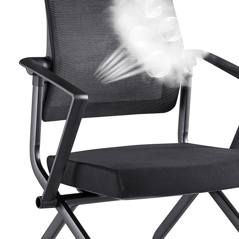 Contemporary Arm Chair Fixed Arms Black with Wheels Office Chair Clearhalo 'furn' 'furn_office_chair' 'Furniture' 'Office Chairs' 'Office Furniture' 'office_chair' 5901843